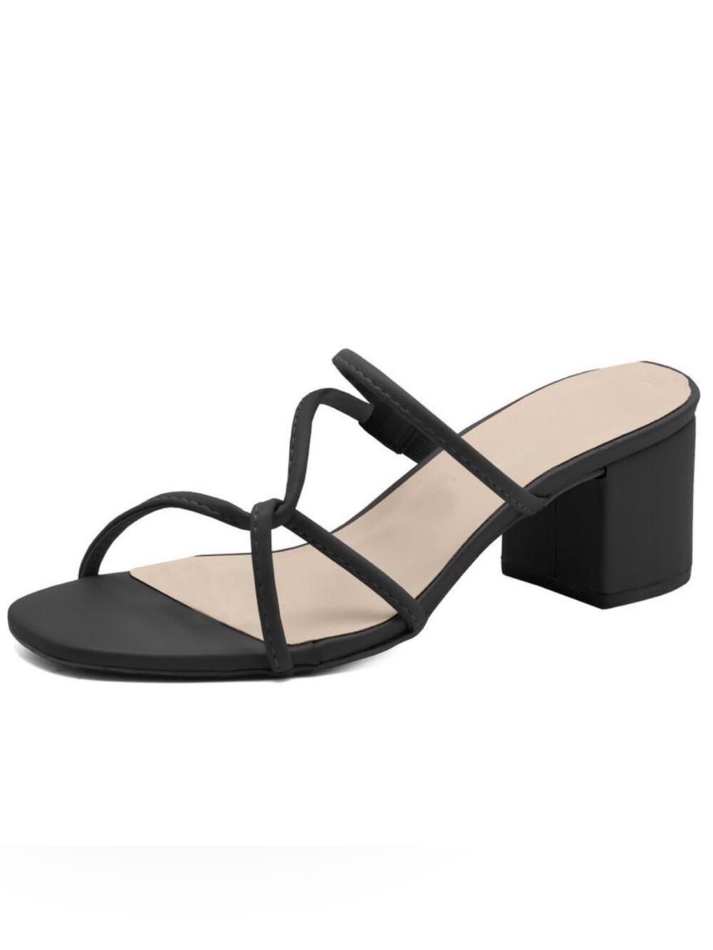 New Designer Slip On Black Strappy Block Heel